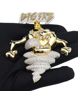 จี้ฮิปฮอปแบบกำหนดเอง Big Taz ชื่อสั่งทำ ประดับเพชรโมอิสซาไนต์เคลือบทอง รูปตัวการ์ตูน - Product Image 2