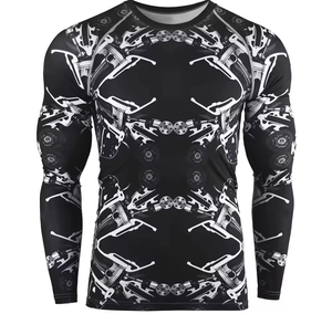 Oem Unisex Men's Long Sleeve Mma Rashguard Sports Shirt Custom Logo Polyester Blank <b>Surf</b> Compression Adult Size - Product Image 2