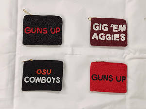 Conjunto de Bolsos de Mano Personalizados para Mujer, Diseño Universitario para el Día del Partido, Bordado 'Go Gators Wreck Em', Tela de Algodón, Cierre de Cremallera, Flores - Product Image 3