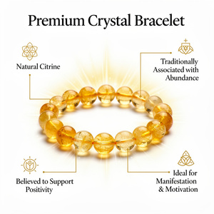 Natural Citrine 8mm Gemstone Stretch <b>Beaded</b> <b>Bracelet</b> Women's Ethnic Style Third Party Certified Wholesale Supply Daily Wear - Product Image 5