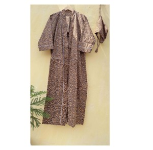 Bata Kimono de Algodón con Estampado Animal Rosa para Mujer, Manga Larga, Cierre con Cordón, Secado Rápido, Suave, Transpirable y Ligera - Product Image 1