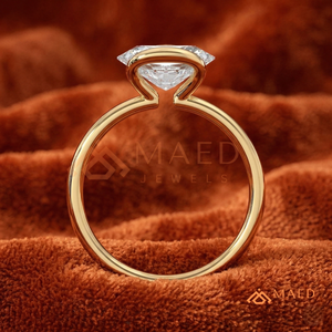 14K Yellow Gold East-West Half-Bezel Oval <b>Ring</b> – Modernist Gold <b>Solitaire</b> Band Yellow Gold Over <b>Silver</b> Horizontal Oval Cut <b>Ring</b> - Product Image 3