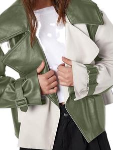 แจ็กเก็ตหนังสำหรับผู้หญิงแจ็กเก็ตหนังผู้หญิงแขนยาวดีไซน์ไม่เหมือนใคร - Product Image 2