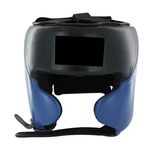 Casque de boxe noir et or en cuir PU avec fermeture à boucle réglable, visière transparente de protection, 7 aérations, unisexe adulte - Product Image 1