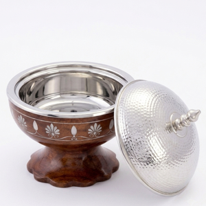 Olla de lujo para Ramadan de acero inoxidable plateado con tapa de cúpula, duradera, con revestimiento de esmalte y retención de calor para Majlis - Product Image 4