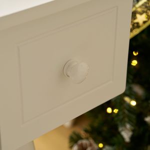 Modern White Oak <b>Vanity</b> <b>Table</b> Set LED <b>Mirror</b> Flip Top Makeup Desk Cushioned Stool 2 Drawers 2 Drawers Writing Desk 2 Drawers 2 - Product Image 5
