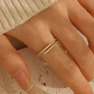 18K Gold Plated Minimalistic <b>Adjustable</b> Opening <b>Ring</b> by Hallmark Silver - Product Image 2