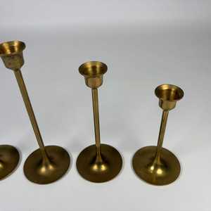 Luxury <b>Brass</b> <b>Candlestick</b> <b>Holder</b> Set Of 5 Tiered Tall <b>Brass</b> Candle <b>Holders</b> Collection With Multiple Heights For Luxury Home By UO - Product Image 3