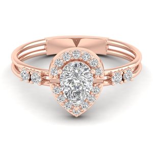 Anillos de compromiso de moissanita de 0.88 quilates con corte de pera en oro macizo de 14K, precio de fábrica al por mayor REYES, joyería fina de lujo para mujer - Product Image 1