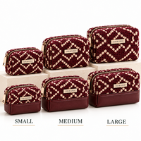 Pochette cosmétique miniature tricotée sur mesure, motif personnalisé, logo, garniture en cuir PU, fermeture éclair, petite trousse de beauté, porte-clés