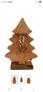 Handmade Luxury Wooden Christmas Tree Decor with <b>Star</b> Top and Red Ornaments Traditional Holiday Tabletop Factory - Product Image 2