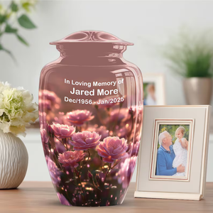 Pink Floral Urn Keepsake <b>Memorial</b> <b>Vase</b> Scattering Ashes Cremation Urn Decorative Funeral Supply - Product Image 3