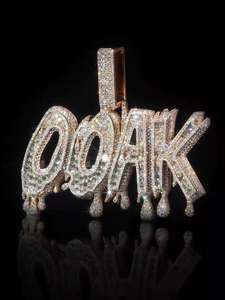 Colgante Personalizado con Nombre OOAK, Diamante Cultivado en Laboratorio VVS1, Plata 925, Estilo Iced Out, Letra Fundida, Collar Bling, Joyería - Product Image 6