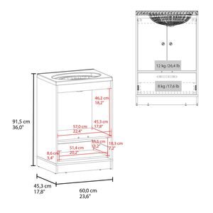 Mobile bagno freestanding Sinclair in Wengue con lavabo, due ante e cassetto inferiore - Product Image 6