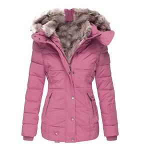 Mantic Enterprises Women's Quilted Parka <b>Jacket</b> Breathable Genuine <b>Leather</b> Shell Animal Print Fur Trim Zipper Closure Winter - Product Image 3