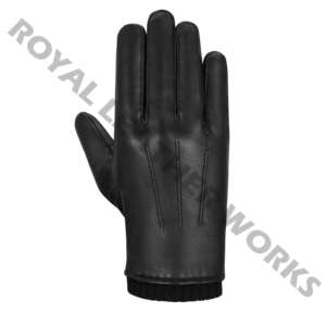 Guantes de Cuero para Hombre, Negros, Largos hasta la Muñeca, Forro Térmico de Piel Sintética, Estilo Sencillo, Cálidos para Invierno - Product Image 1