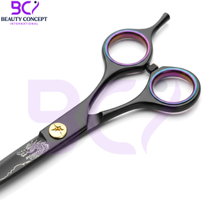 Meilleur fournisseur avec logo personnalisé, qualité supérieure, nouvelle arrivée, ciseaux de coiffure pour barbier avec pivot doré et anneaux arc-en-ciel - Product Image 4