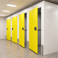 Unité de stockage autonome jaune avec accès par serrure à cadenas, casier de stockage autonome à compartiments modulaires en une seule rangée, unités de stockage pour entrepôt