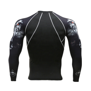 Rash Guard Black Spandex Polyester Quick Dry Compression Shirt with <b>Dragon</b> Print for Training BJJ Jiu Jitsu - Product Image 2