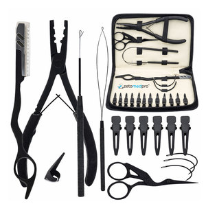 Kit d'outils professionnels pour extensions de cheveux, finition dorée, avec pinces, ciseaux, rasoir, aiguille à boucle, pour usage en salon - Product Image 3