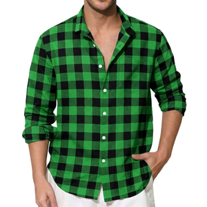 Camisas Oxford a Cuadros para Hombre, Elegantes, de Manga Larga, con Cuello Camisero, Color Rojo, de Algodón - Product Image 3