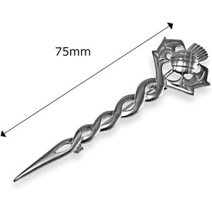 Broche de Plata con Diseño de Cardo Escocés para Hombre y Mujer, Accesorio para Kilt con Caja de Regalo - 75mm - Product Image 2