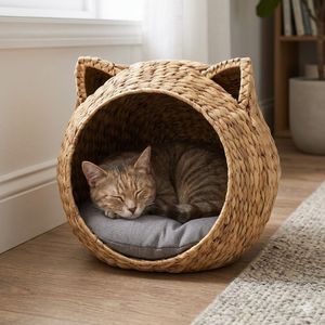 Hot Selling Water Hyacinth Pet <b>Bed</b> for Cats Dogs Rustic Handmade Pet Furniture Custom Size Vietnam Supplier - Product Image 1