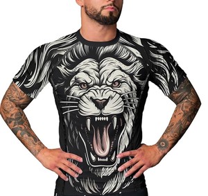 Camiseta Deportiva Unisex Transpirable de Secado Rápido con Estampado Digital OEM ODM, Ajustada, de Spandex/Poliéster 220g, para Boxeo y Crossfit - Product Image 6