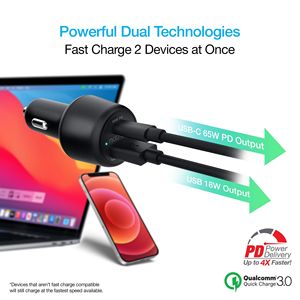Caricabatterie per Auto SpeedMax65 PD65W + QC3, Prodotto per Ricarica ad Alta Velocità - Product Image 2