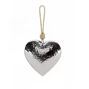 <b>Red</b> Heart Metal Hanging Ornament with Gold Snowflake <b>Glitter</b> Design Traditional Christmas Tree Decor - Product Image 2