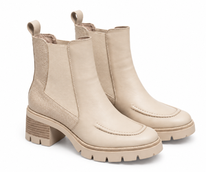 Bottines Chelsea à plateforme en PU beige, bout rond, talon épais, fermeture élastique, semelle extérieure antidérapante en TPR, pour l'été et l'automne - Product Image 2