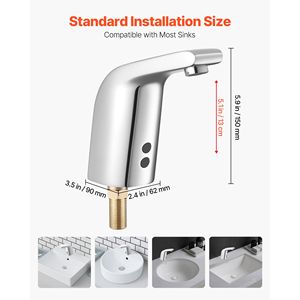 Rubinetto da Bagno Senza Contatto con Sensore di Movimento, Installazione a Foro Singolo, Funzionamento a Batteria per Acqua Fredda - Product Image 3