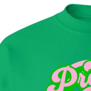 Sudadera de cuello redondo con estampado gráfico Green Pretty Girl Vibes, de manga larga con puños acanalados, top casual de forro polar para mujer, para uso diario y estilo urbano. - Product Image 2