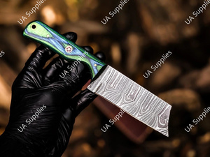 มีดเหล็กดามัสกัสลายบิดเกลียว ด้ามตรง สำหรับล่าสัตว์และตั้งแคมป์กลางแจ้ง ปรับแต่งได้ตามต้องการ รองรับ OEM/ODM ด้ามไม้ปักก้า - Product Image 3