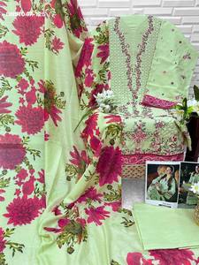 Proveedor de la colección de salwar-kameez y dupatta de algodón cambray de alta calidad con bordados y semicosturas, de la India, para la moda femenina. - Product Image 5