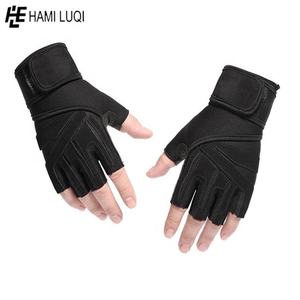 Guantes de cuero personalizados para gimnasio, manoplas largas para levantamiento de pesas, Unisex - Product Image 2