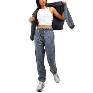 Pantalon de jogging évasé pour femme en toile, taille élastique, coupe décontractée, idéal pour l'hiver, taille personnalisée - Product Image 1