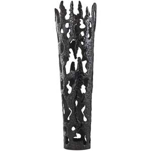 Jarrón de Metal Contemporáneo para Piso, Diseño Abstracto con Recortes en Forma de Gota, Recipiente Alto para Flores en Tono Oscuro - Product Image 2