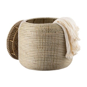 Round seagrass <b>basket</b> <b>with</b> <b>lid</b> Handmade Storage <b>Basket</b> Wholesale eco-friendly Made in Viet Nam - Product Image 2
