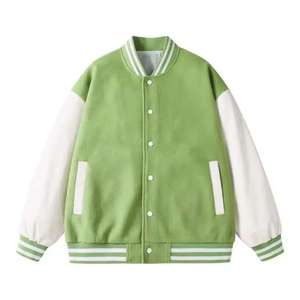 เสื้อแจ็คเก็ตวาร์ซิตี้สีเขียวขาว ทรงหลวม สไตล์ลำลอง กระดุมหน้า ปกคอพับ แขนปกติ ใส่ได้ทั้งชายและหญิง เหมาะสำหรับฤดูใบไม้ร่วง ปี 2027 - Product Image 1
