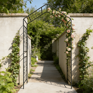 Arco da Giardino in Metallo Nero con Supporto per Piante Rampicanti L56.3 X L16.93 X H94.5, Traliccio e Cancello per Rose da Esterno - Product Image 5