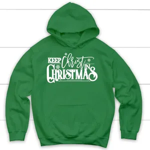 <b>Christmas</b> Women's Hooded <b>Sweatshirt</b> Green Cotton Knitted Winter Pullover Front Print Pockets Regular Fit - Product Image 1