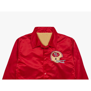 Custom Red Starter Satin 49ers <b>Coaches</b> Jacket Factory-Made Winter Fashionable Unisex OEM Service Plain Dyed Technics Appliques - Product Image 5