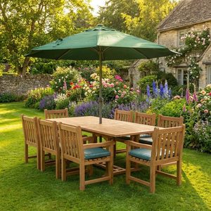 Conjunto de Comedor de Teca Sólida para Exteriores, Muebles de Jardín y Patio con Mesa y Sillas para Espacios Exteriores - Product Image 1