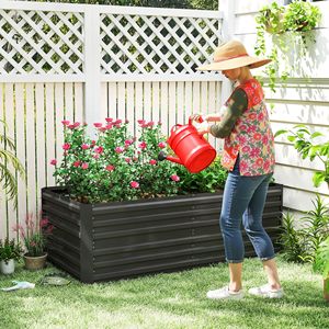 Fioriera Rialzata in Acciaio Zincato Nero 180x90x58 cm con Barre Rinforzate per Esterni - Prodotto per Giardino - Product Image 2