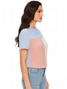 Oneten Apparel <b>Women</b> Color Block Short Sleeve Crew Neck 100% Cotton <b>Loose</b> Fit Anti-Pilling T <b>Shirt</b> Summer Casual Top - Product Image 4