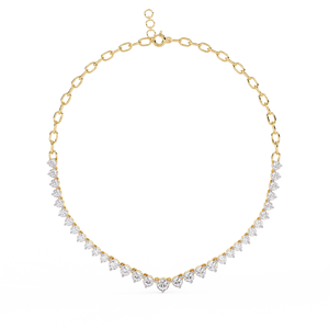 Collar de cadena tipo tenis clásico con diamantes cultivados en laboratorio de corte redondo y engaste de púas, certificado CVD IGI, de oro macizo de 14K - Product Image 2