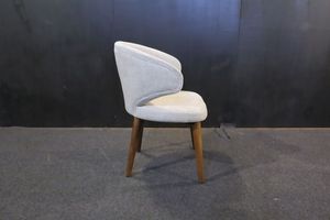 Modern Acrylic Upholstered <b>Dining</b> <b>Chair</b> with <b>Teak</b> Wood Legs Midcentury Design Apartment Furniture Model CHA76 - Product Image 3