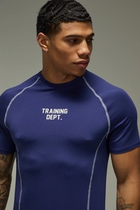 เสื้อยืดแขนสั้นรัดรูปสำหรับผู้ชาย เหมาะสำหรับออกกำลังกาย ฟิตเนส เล่นกีฬา คอกลม กระชับกล้ามเนื้อ - Product Image 4