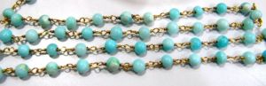 Natural Blue Opal Round 3-4mm Plain Smooth Beaded <b>Rosary</b> Chain Sold Per Foot - Product Image 5